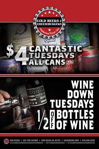 downtown san diego gaslamp quarter cold beers & cheese burgers